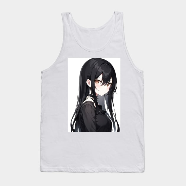 long black hair anime girl Tank Top by DeathAnarchy